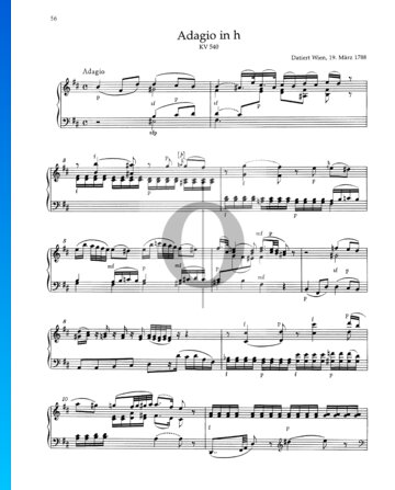 Adagio en si menor, KV 540 Partitura