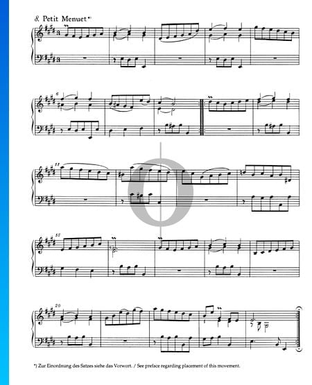 French Suite No. 6 E Major, BWV 817: 9. Menuet (Petit Menuet) Sheet Music