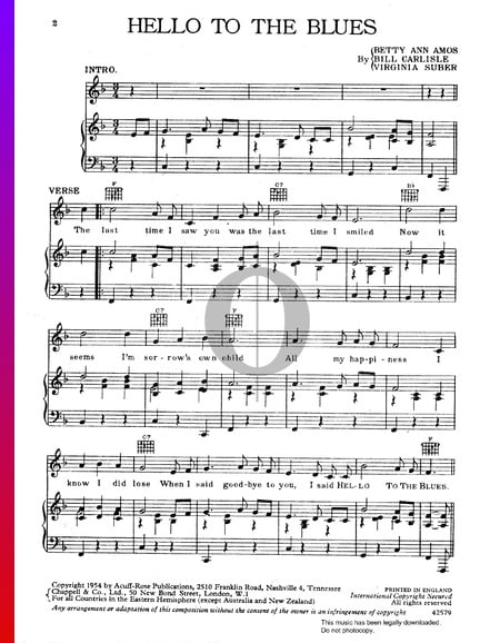 Hello To The Blues Musik-Noten