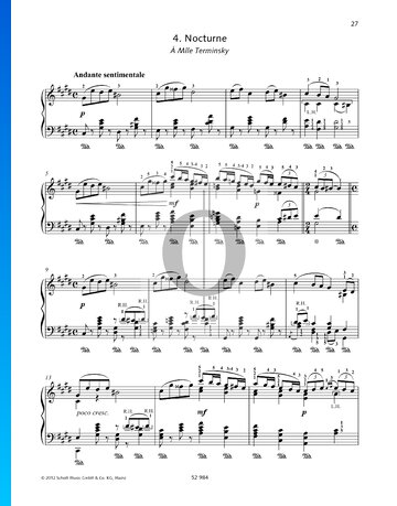 6 Klavierstücke, Op. 19, TH 133: 4. Nocturne Musik-Noten