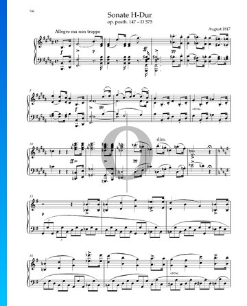 Sonata in B Major, op. posth. 147 – D. 575 Sheet Music