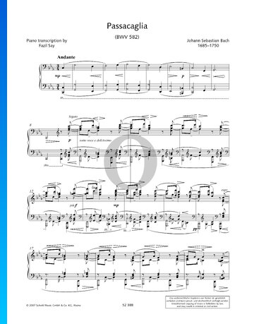 Passacaglia et Thema Fugatum, BWV 582 Spartito