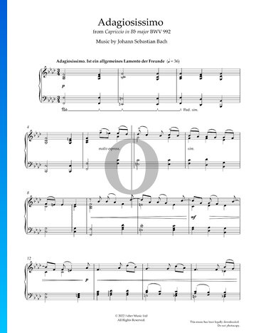 Capriccio in B-flat Major, BWV 992: 3. Adagiosissimo Sheet Music
