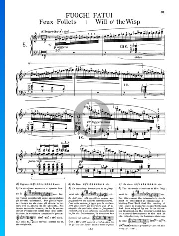 Transzendentale Etüde, Nr. 5 S. 139 (Feux follets) Musik-Noten