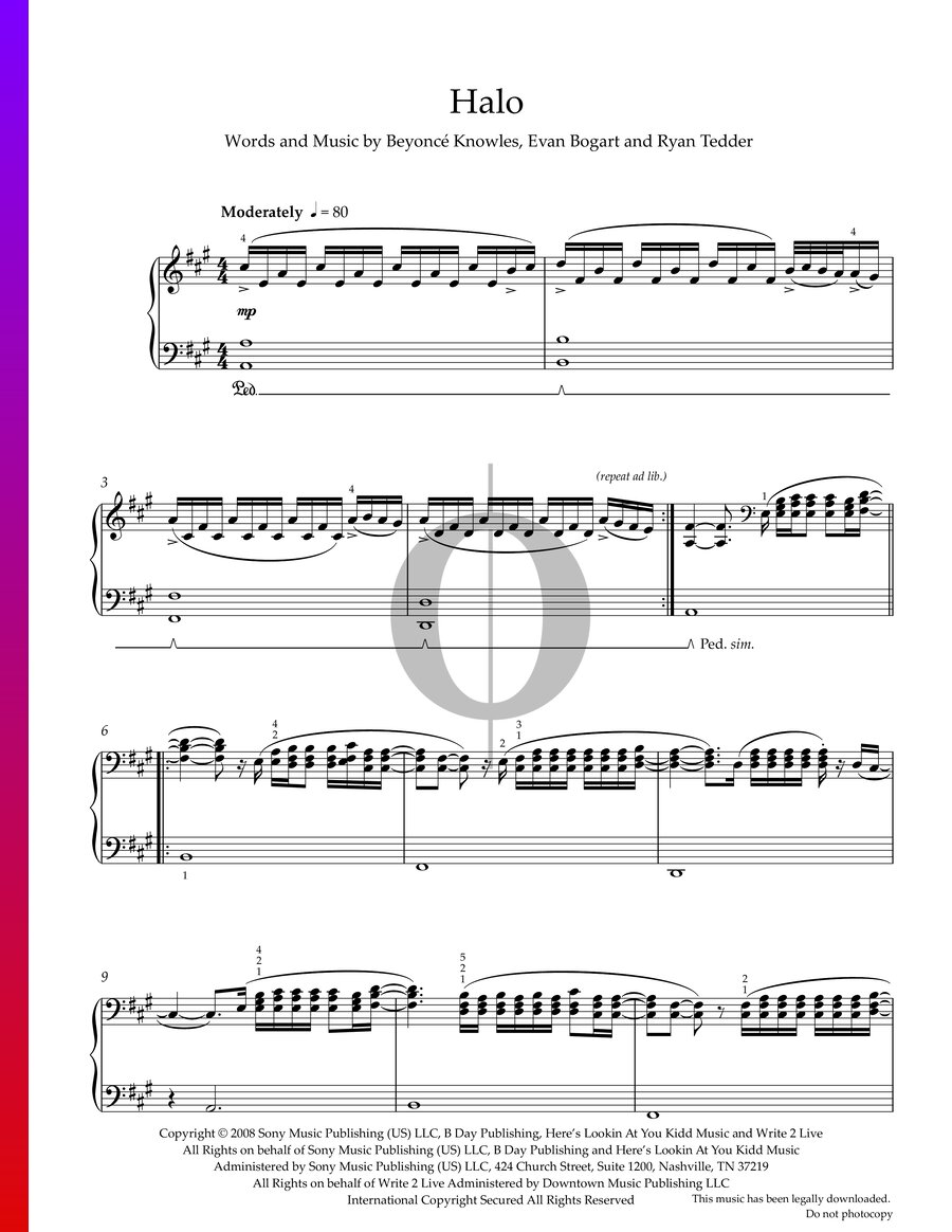 Halo (Beyoncé) Piano Sheet Music - OKTAV