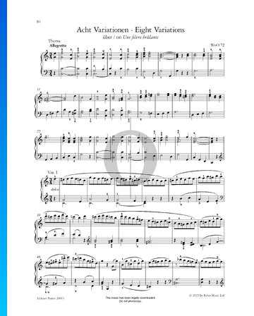 Eight Variations on 'Une fièvre brûlante', WoO 72 Spartito