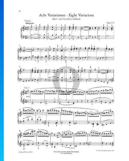 Eight Variations on 'Une fièvre brûlante', WoO 72