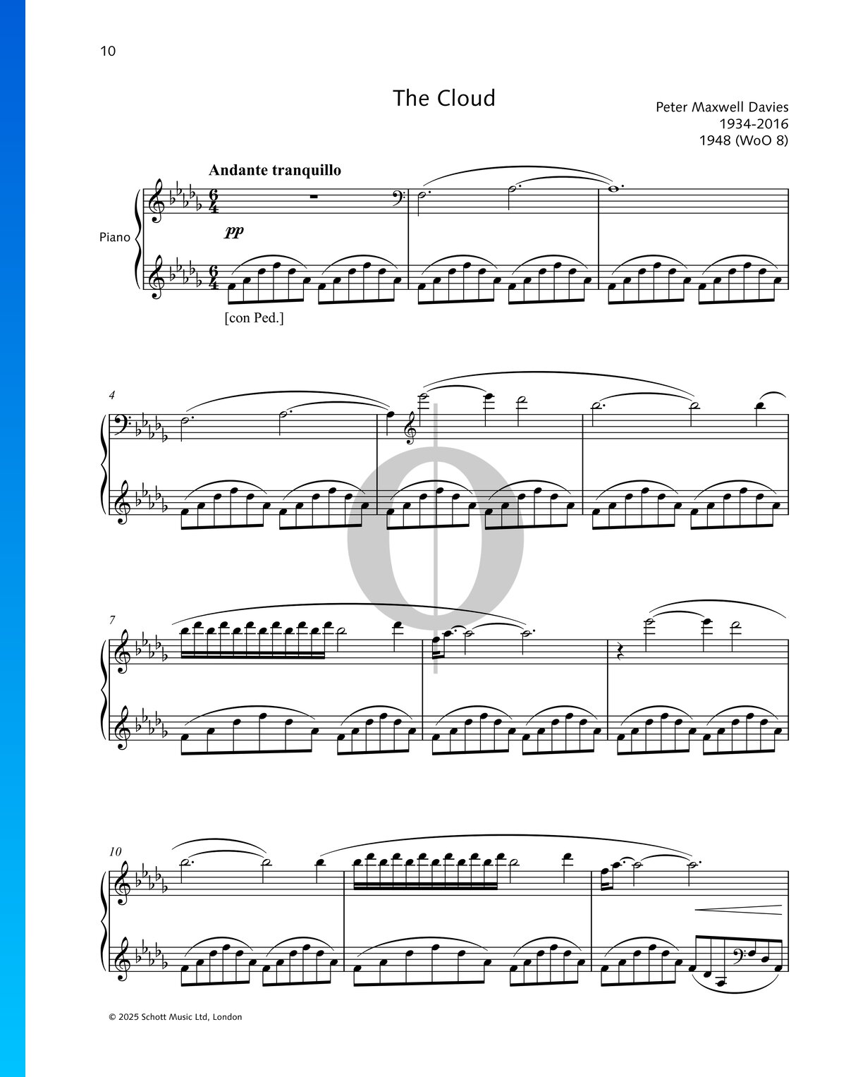 The Cloud (Peter Maxwell Davies) Piano Sheet Music - OKTAV