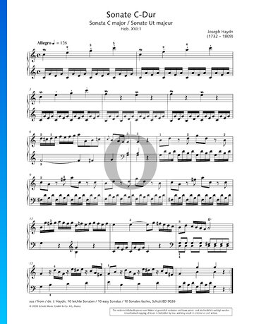 Sonata in C Major, Hob. XVI:1 Spartito