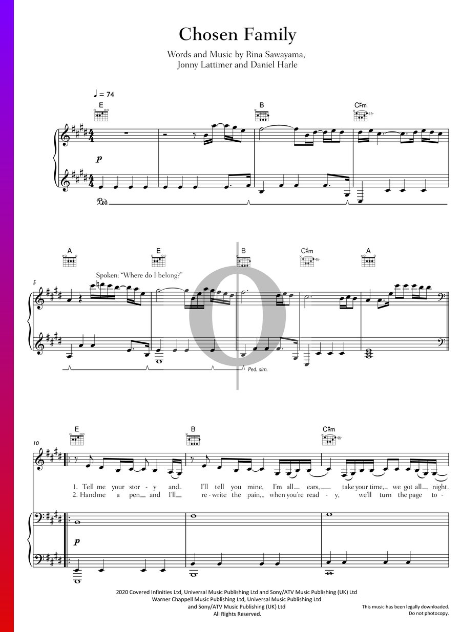 Chosen Family Elton John Rina Sawayama Piano Sheet Music OKTAV chosen-family-elton-john-rina-sawayama-piano-sheet-music-oktav