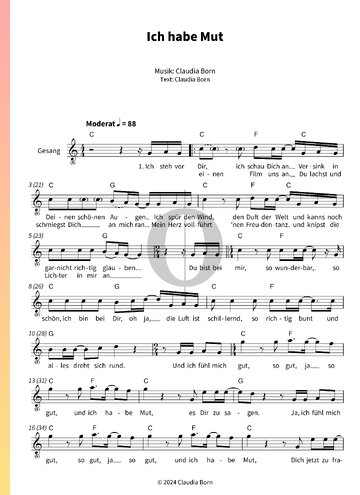 Ich habe Mut Sheet Music