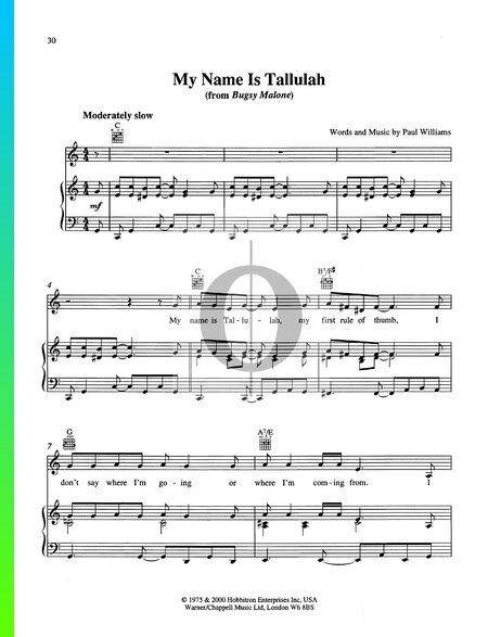My Name Is Tallulah Sheet Music