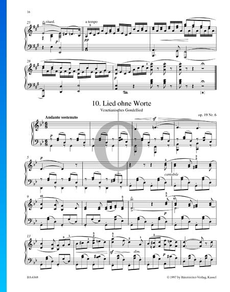 Canción de góndola (Venetianisches Gondellied), Op. 30 n.º 6