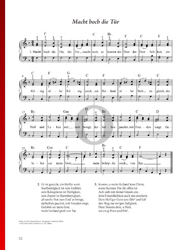 Macht hoch die Tür Musik-Noten
