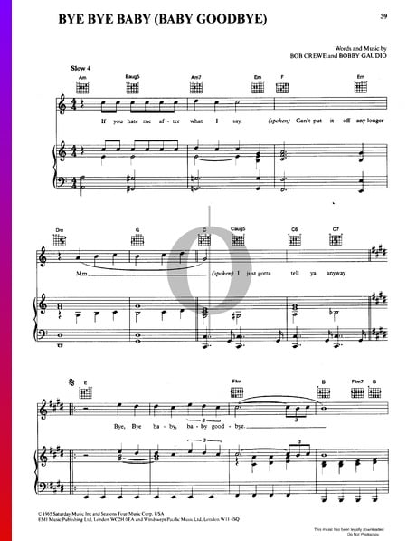 Bye Bye Baby (Baby Goodbye) Musik-Noten