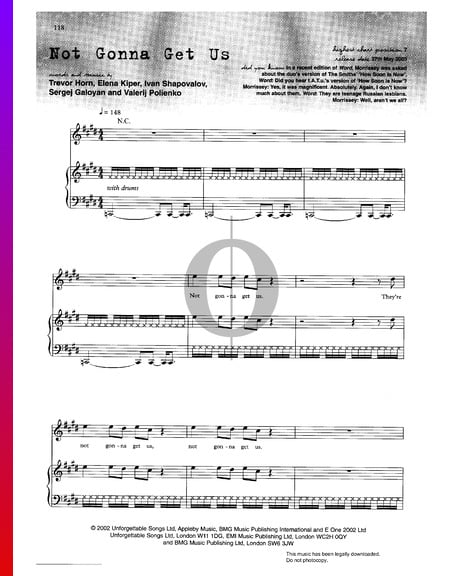 Not Gonna Get Us Musik-Noten
