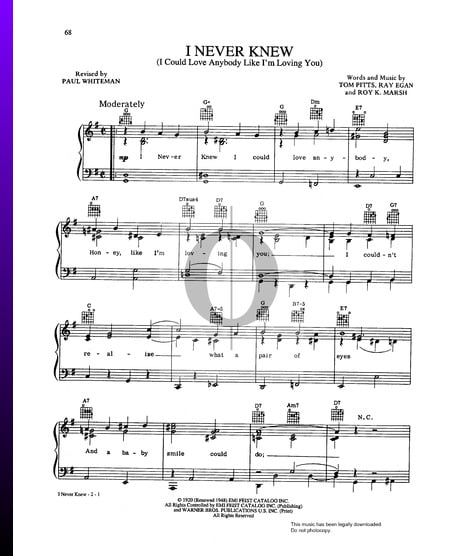 I Never Knew (I Could Love Anybody Like I'm Loving You) Musik-Noten