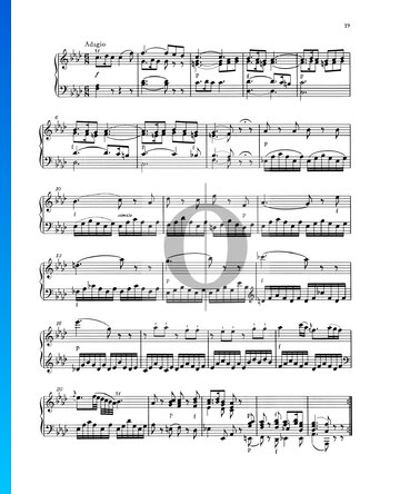 Sonata para piano n.º 2 en fa mayor, KV 280 (189c): 2. Adagio Partitura