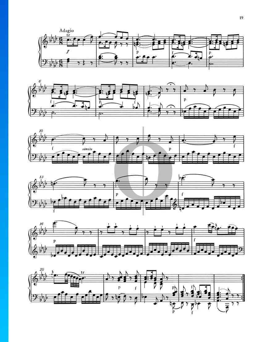 Sonata para piano n.º 2 en fa mayor, KV 280 (189c) 2. Adagio » Wolfgang Amadeus Mozart