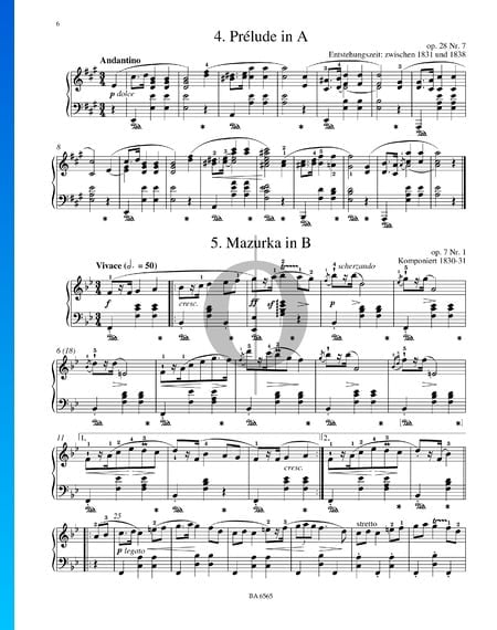 Prélude in A-Dur, Op. 28 Nr. 7 Musik-Noten