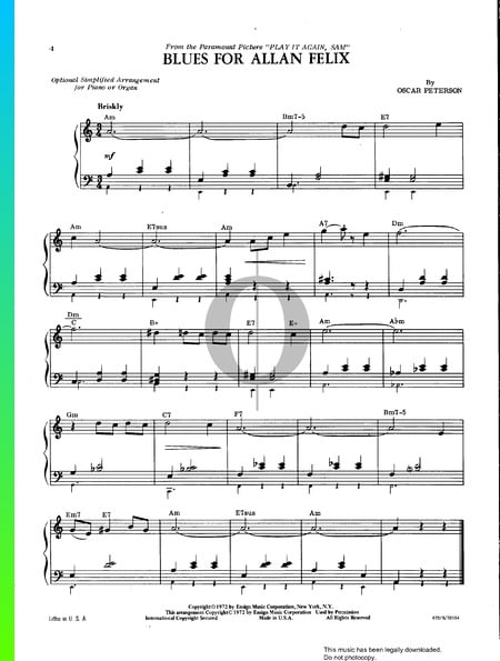 Blues For Allan Felix Sheet Music