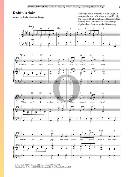 Robin Adair Partitura