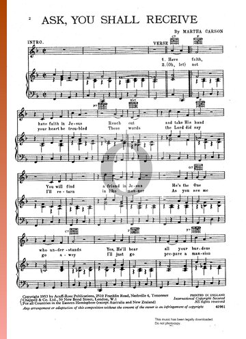 Ask, You Shall Receive Sheet Music