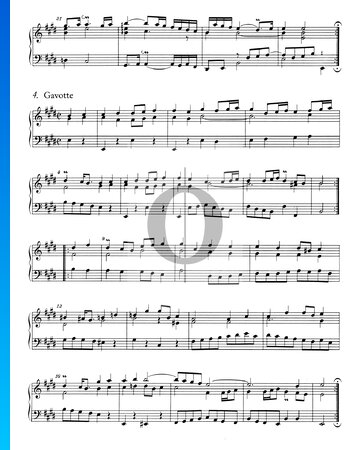Partition Suite Française No. 6 Mi Majeur, BWV 817: 5. Gavotte