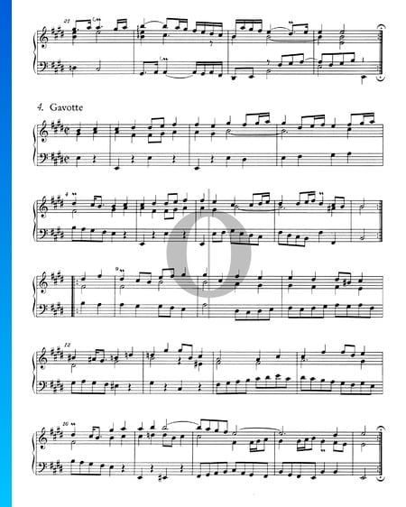 Suite Française No. 6 Mi Majeur, BWV 817: 5. Gavotte Partition