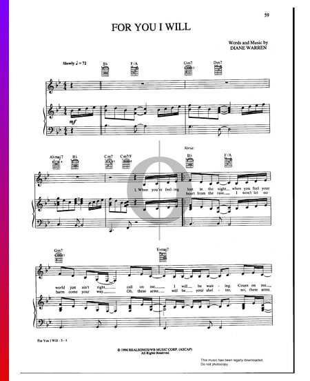 For You I Will Musik-Noten