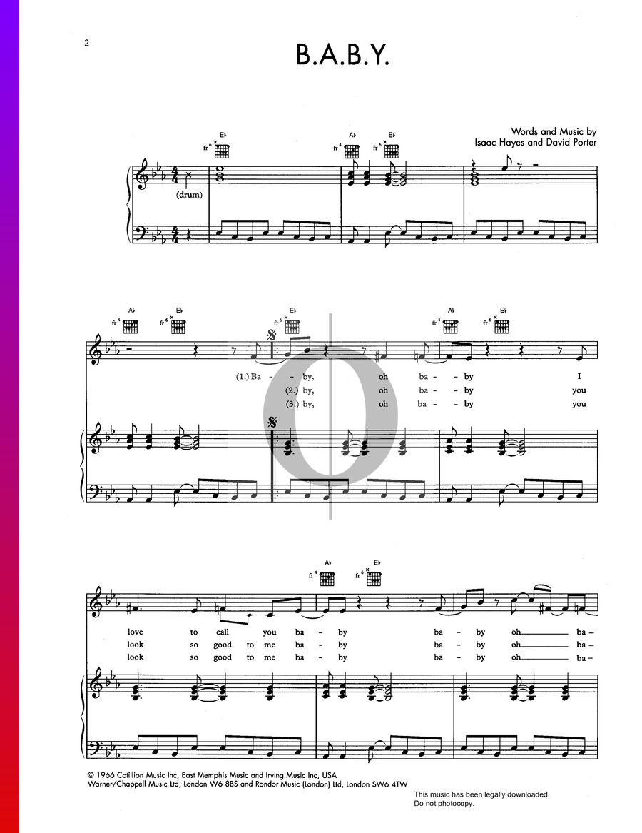 B-A-B-Y (Carla Thomas) Piano Sheet Music - OKTAV