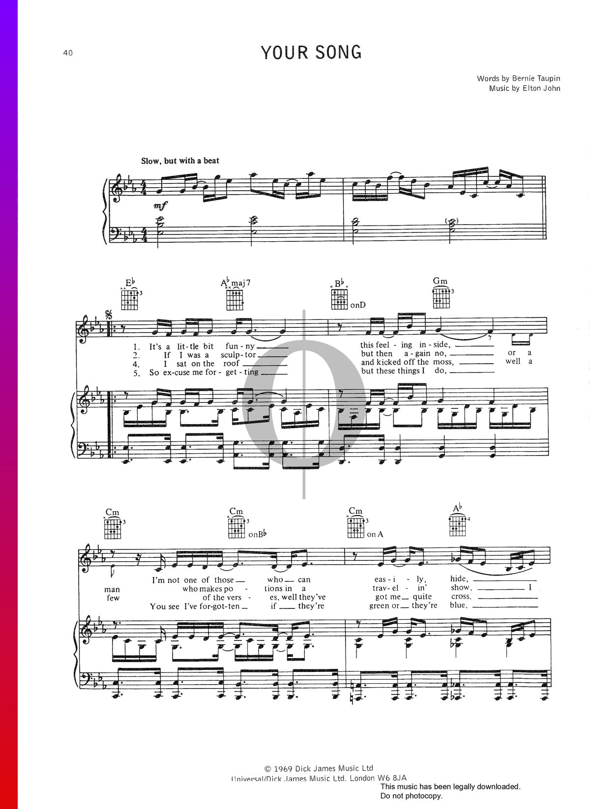 Your Song Sheet Music Piano Voice Guitar Pdf Download Streaming Oktav