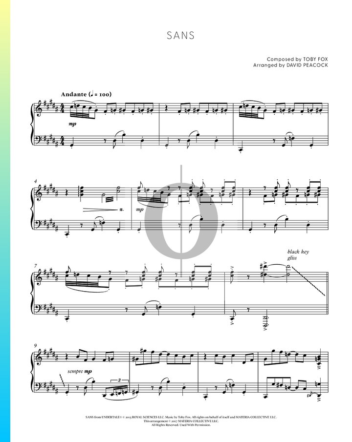 Sans (Toby Fox) Piano Sheet Music - OKTAV