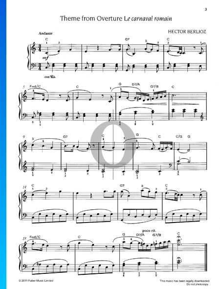 Thema (Ouvertüre Der römische Karneval) Musik-Noten