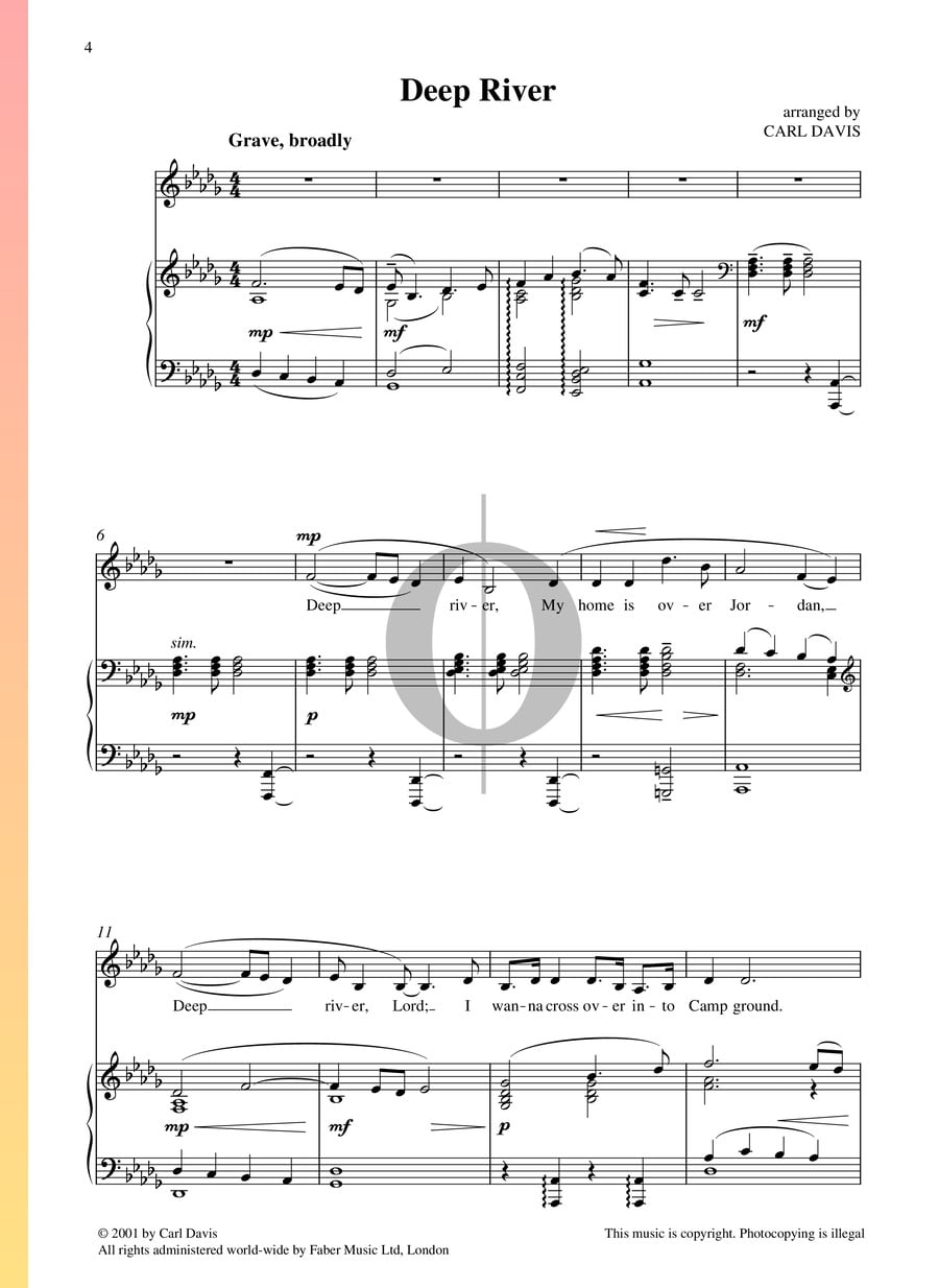 Deep River (Anonymous) Piano Sheet Music OKTAV