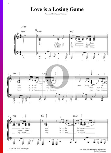 Love Is A Losing Game Partitura