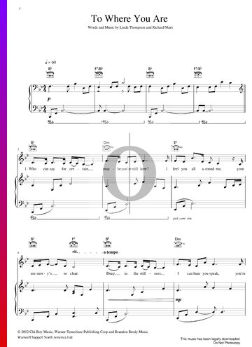 To Where You Are Sheet Music
