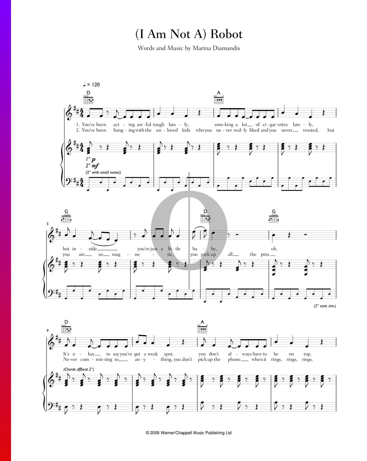 Hollywood Mangle Specialisere ▷ (I Am Not A) Robot Sheet Music (Piano, Guitar, Voice) | PDF Download -  OKTAV