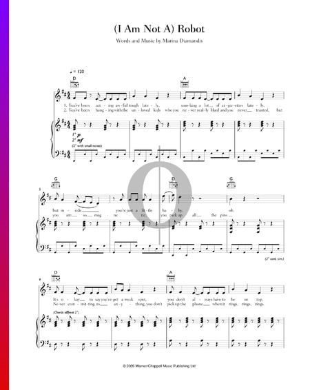 (I Am Not A) Robot Sheet Music