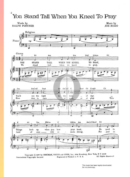 You Stand Tall When You Kneel To Pray Sheet Music