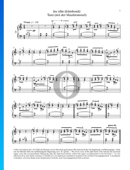 Drei Rumänische Volkslieder: Tanz (mit der Maultrommel) Musik-Noten