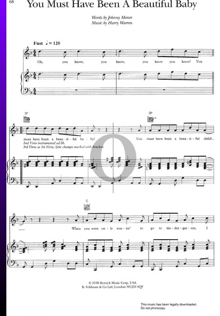 You Must Have Been A Beautiul Baby Musik-Noten