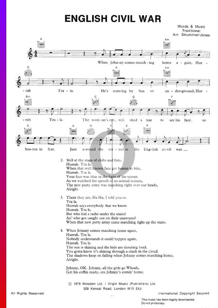 English Civil War Sheet Music