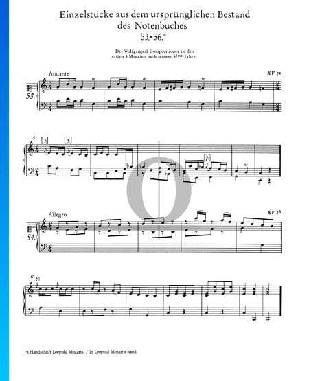 Allegro en do mayor, KV 1b Partitura