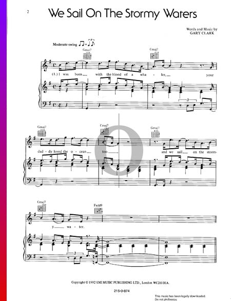 We Sail On The Stormy Waters Sheet Music