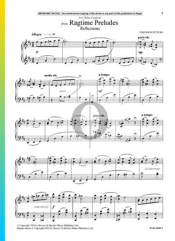 Ragtime Preludes: Reflections Sheet Music