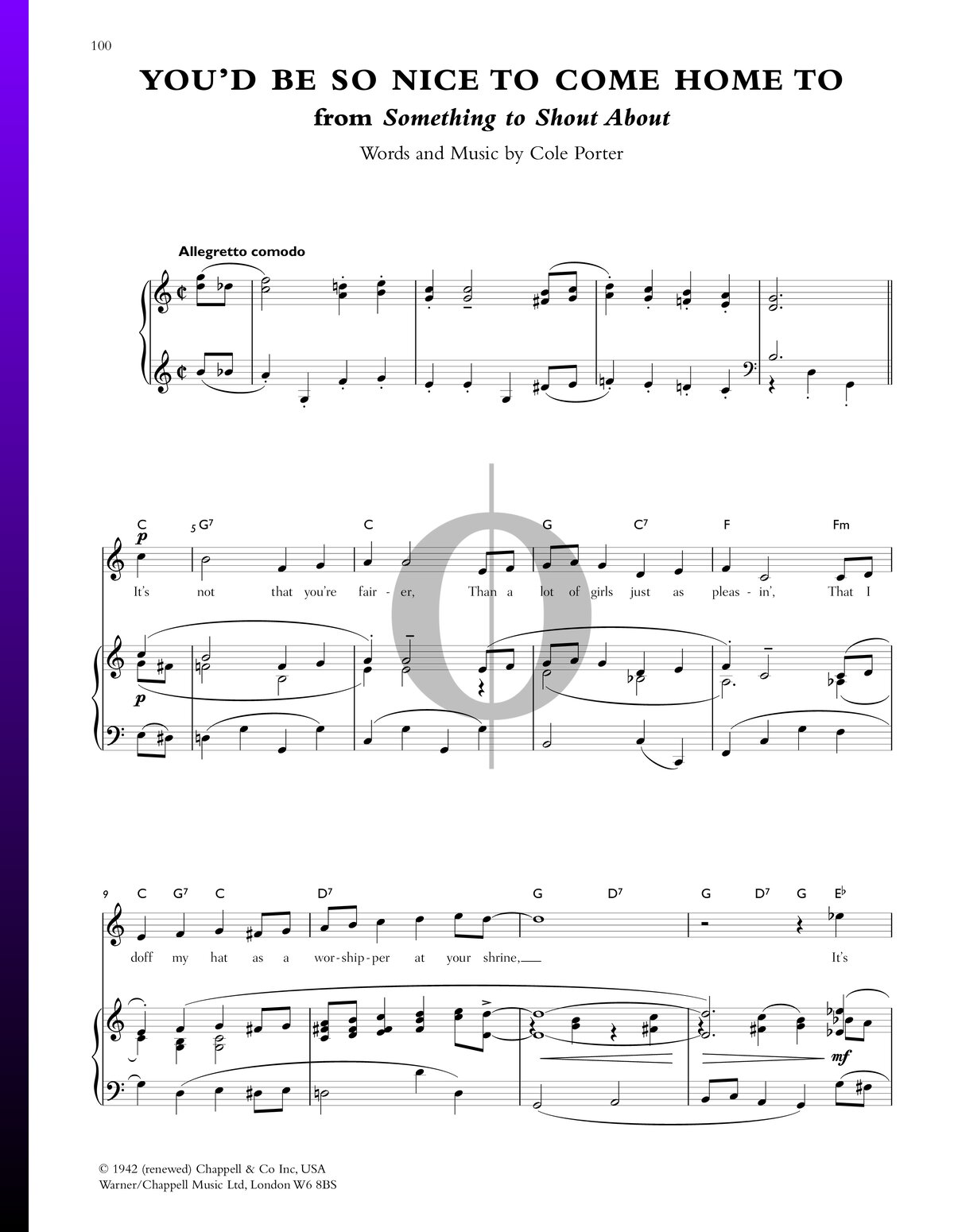 You D Be So Nice To Come Home To Sheet Music Piano Guitar Voice Pdf Download Streaming Oktav