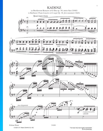 Cadenza to Beethoven's Piano Concerto in G Major Op. 58, first movement Partitura