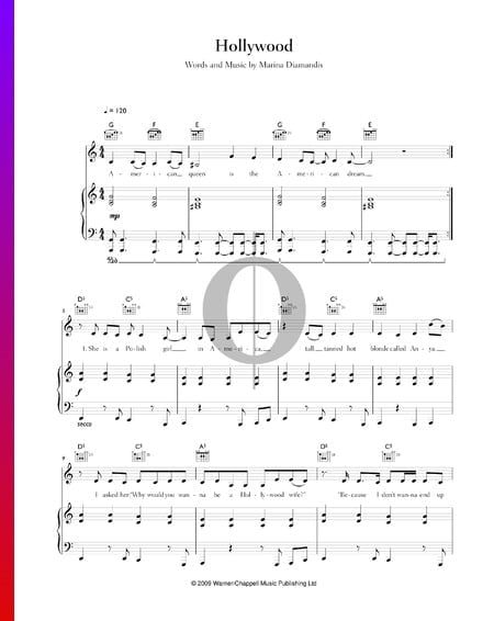 Hollywood Musik-Noten