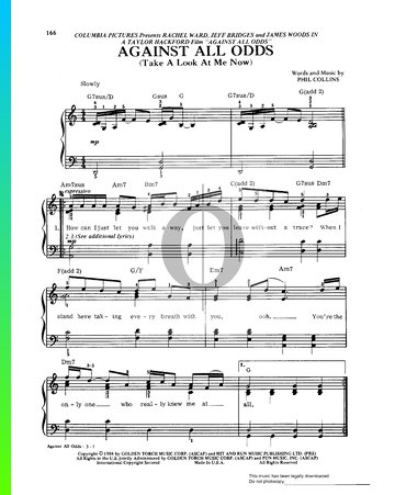 Against All Odds- Phil Collins Sheet music for Piano, Vocals